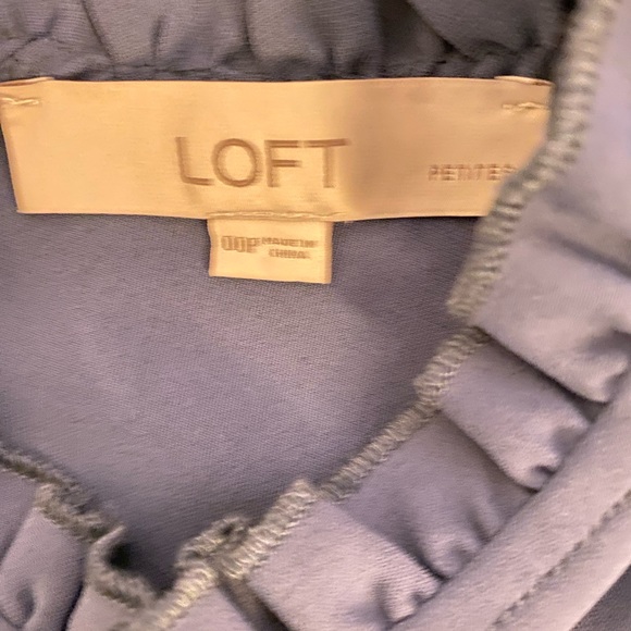 Loft High neck ruffle trapeze gray dress Size: XXSP - Picture 4 of 9